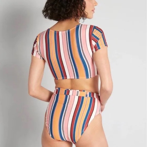 (B21) NEW ModCloth Striped cap Shortsleeved Crop top ONLY, Size Small, NWOT - Picture 3 of 10